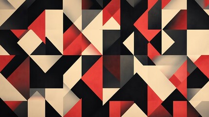 Aufkleber - Abstract geometric pattern with red, black, beige triangles Modern design, perfect as background or wallpaper.