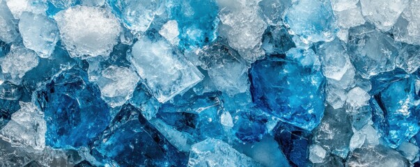 Poster - abstract ice shards glowing in vibrant blues and silvers, crystalline and sharp, 4k photo.