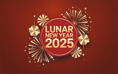 Lunar New Year 2025 2025 Lunar New Year celebration red gold design.