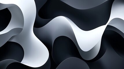 Aufkleber - Abstract grayscale image featuring dynamic, flowing waves with Elegant modern design.