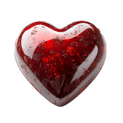 Wall Mural - red heart shaped gelatin with bubbles and glossy finish isolated on transparent background