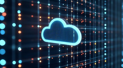 Poster - Abstract representation of cloud computing technology with glowing data connections and digital effects
