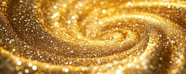 Wall Mural - abstract shimmering gold particles forming a dynamic vortex, luxurious and captivating, 4k photo.