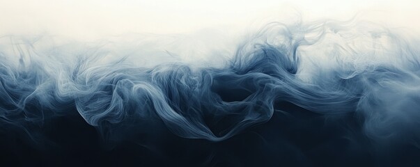 Wall Mural - abstract smoky gradient, navy blue blending into black, grain overlay