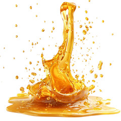Wall Mural - Stunning Splash of Golden Liquid against Black Background Isolated on transparent background
