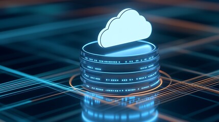 Poster - Digital Cloud Computing Concept with Data Storage Visualization in Futuristic Technology Environment