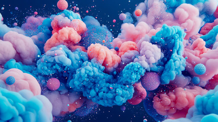 Leinwandbilder - Abstract Colorful Swirling Ink and Spheres: A Dreamlike Composition