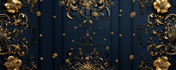 Poster - Advent Calendar: Elegant advent calendar design, golden and dark blue colors, detailed patterns, Christmas decoration, luxurious and sophisticated