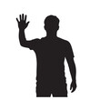 © duwa - Silhouette of a Man Saying Hello with a Hand Gesture - Vector Illustration