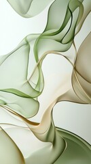 Poster - Soft, flowing shapes in pastel olive green blend seamlessly, evoking a sense of calm and elegance. The delicate layers invite viewers to immerse in their tranquil beauty and fluidity