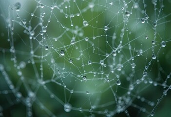 spider web with dew drops