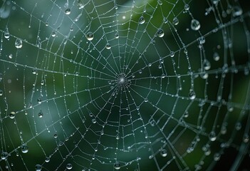 spider web with dew drops