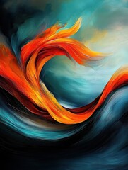 Poster - Dynamic abstract streaks of firelike textures artistic creation digital art colorful environment close-up view fluid concept