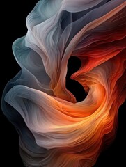 Poster - Dynamic abstract vortex digital art smoky glowing hues dark background artistic perspective conceptual imagery
