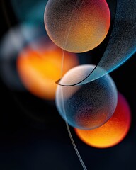 Poster - Abstract glowing orbs in geometric arrangement digital art studio illuminated background close-up contemporary design