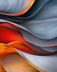 Poster - Dynamic abstract ribbons of molten metal flowing in vivid colors artistic environment contemporary viewpoint