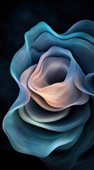 Poster - Dynamic neon blue ripple abstract art digital space graphic visualization contemporary environment artistic perspective