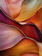 Poster - Dynamic abstract smooth curves in rich burgundy and gold digital art modern design creative space artistic viewpoint