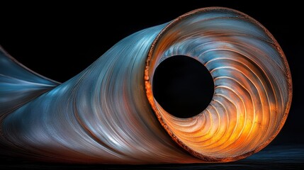 Poster - Abstract spiral of translucent glowing shards inside dark environment artistic focus high-resolution
