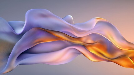 Poster - Abstract glowing curves digital art soft lavender and gold contemporary design creative visualization