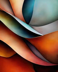 Poster - Abstract flowing ribbons of watercolor tones blend in vibrant composition artistic environment modern viewpoint