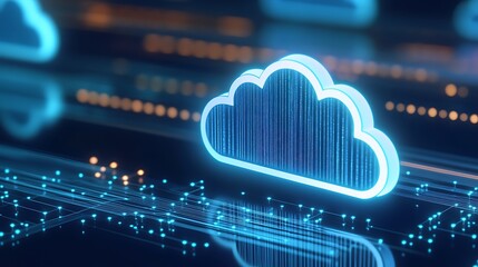 Poster - futuristic cloud technology with data streams and digital connections in a modern network environmen