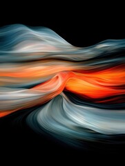 Poster - Dynamic abstract firelike textures twisting in motion digital art vibrant palette dark background artistic perspective