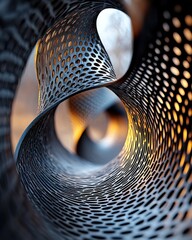 Poster - Abstract glowing spiral patterns in urban architecture close-up contemporary environment artistic viewpoint
