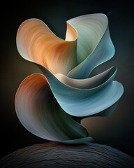 Poster - Abstract flowing ribbons of soft greens and blues artistic display digital art visual serenity creative inspiration