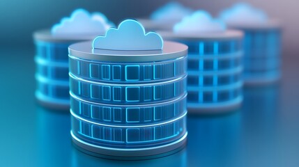 Poster - Futuristic Data Storage Concept with Cloud Symbol Representing Modern Technology and Digital Solutions