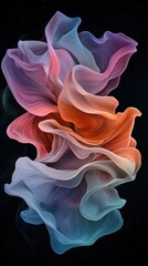 Poster - Dynamic abstract waves of neon plasmalike patterns digital art vibrant colors surreal environment close-up view contemporary design