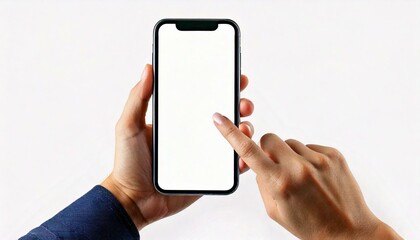 Smartphone with a blank screen on a white background. Smartphone mockup closeup isolated on white background.