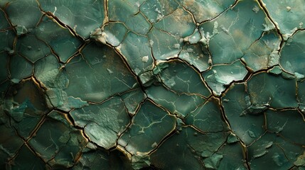 The cracks form an intricate and natural pattern that resembles a web-like structure.