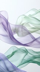 Poster - Elegant waveforms in soft hues of lavender and green swirl gracefully, creating an enchanting atmosphere filled with serenity and peaceful energy. Each ripple captures the essence of calmness