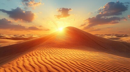 Canvas Print - Desert sunset over sand dune.