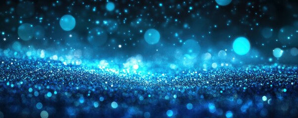 Wall Mural - blue gradient background grainy glowing blue light on dark backdrop noise texture effect banner head