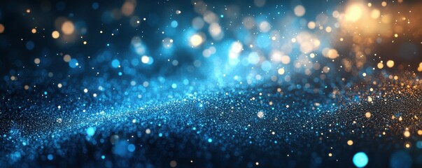 Wall Mural - blue gradient background grainy glowing blue light on dark backdrop noise texture effect banner head
