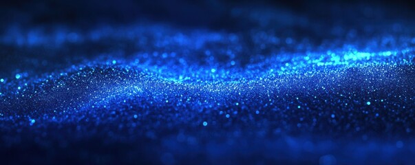 Wall Mural - blue gradient background grainy glowing blue light on dark backdrop noise texture effect banner head