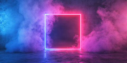 Poster - Abstract Neon Frame with Colorful Smoke in 8K Vibrant Ultra High Resolution for Modern Digital Art and Design