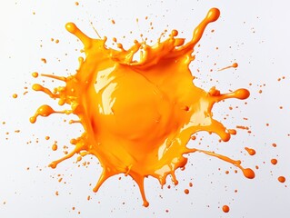 Vibrant orange paint splash exploding on white background for dynamic design