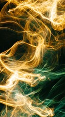 Aufkleber - Swirling waves of vibrant olive intertwine with sparkling golden strands, forming a mesmerizing flow that evokes a sense of motion and energy. A fascinating interplay of color and light