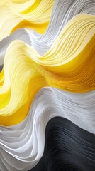 Poster - Flowing curves of vibrant yellow, white, and black engage the viewer, creating an enchanting visual rhythm. This artwork showcases the beauty of dynamic design and texture