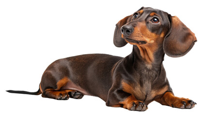 Adorable Dachshund Dog, Lying Down, Isolated on White Background, Pet Photography, Canine Portrait, Dachshund, Dog Breed, Pet