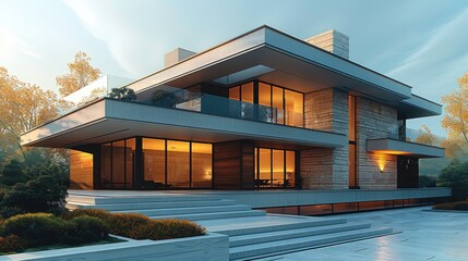 Poster - Modern house. facade architecture. landscape interior design.