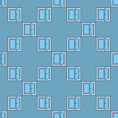 Poster - Minimalist Opened Window vector blue seamless pattern