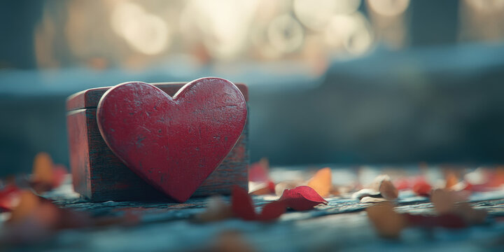 A Heart-Shaped Box with a Heart in the Background in 8K Vibrant Resolution for Romantic and Gift Design