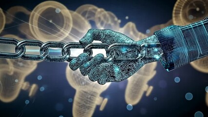 Poster - Digital Chain Link Representation in Futuristic Technology Concept Design