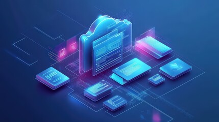 Poster - digital cloud computing system with online documentation and database management tools, illustrating