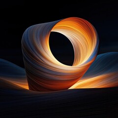 Poster - Dynamic trails of glowing dust spiraling inward abstract art digital creation dark background close-up view visual concept