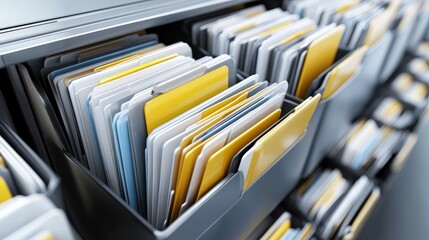 Poster - Detailed Organizational System for Digital Documentation Storage Featuring Diverse File Folders and Structured Database Management
